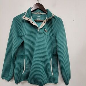Ll Bean Womens Airlight Knit Pullover Sweatshirt Size S Green 1/4 Snap Outdoors